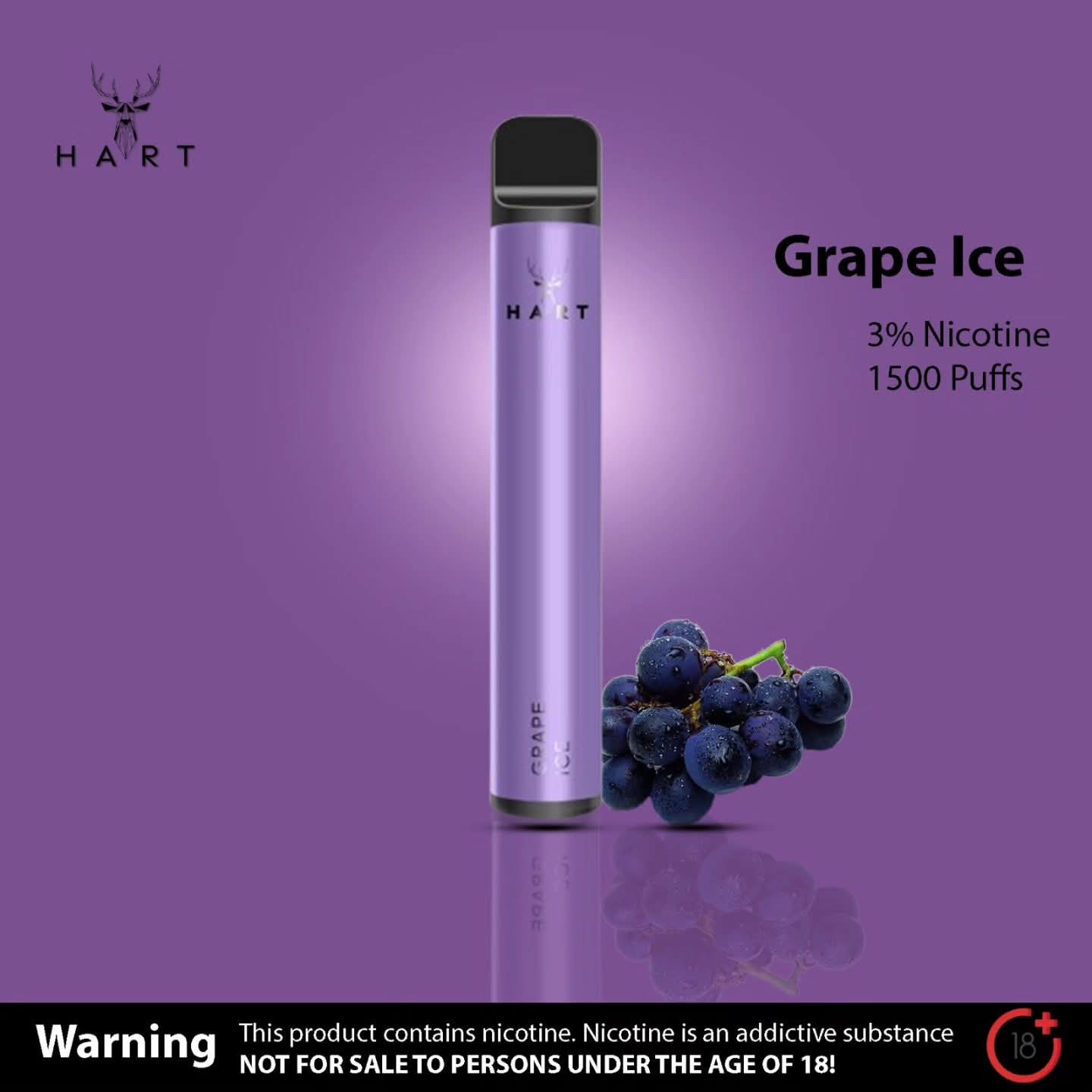 Hart vape 1500puffs Grape Ice now available in our shop diani smokes