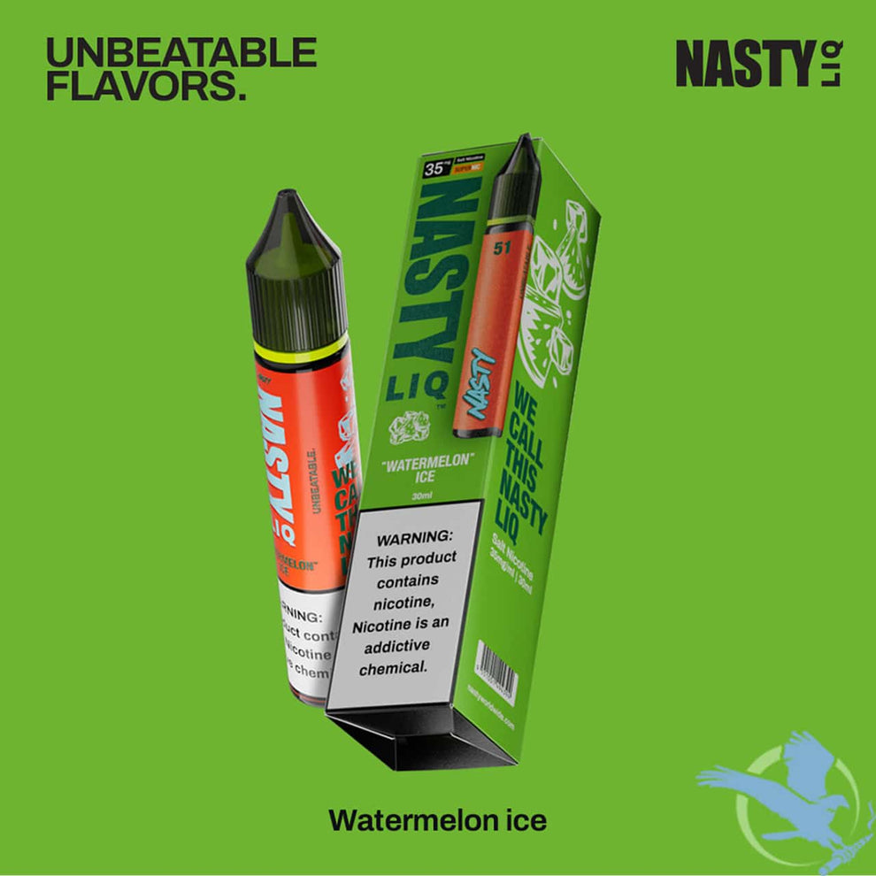 Cool down with NastyLiq Watermelon Ice! This 30ml nicotine salt e-liquid combines the juicy sweetness of watermelon with a menthol chill for a refreshing vape. Available in 35mg and 50mg nicotine salts Now available at diani smokes vape shop